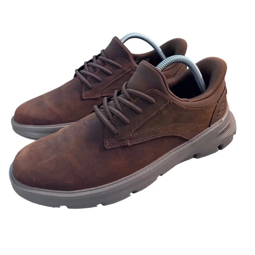 Skechers Hands Free Slip-ins Arch‎ Fit Brown Leather Shoes 205511 Mens 8